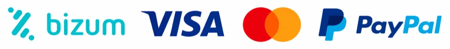 Métodos de pago aceptados: Bizum, Visa, Mastercard y PayPal